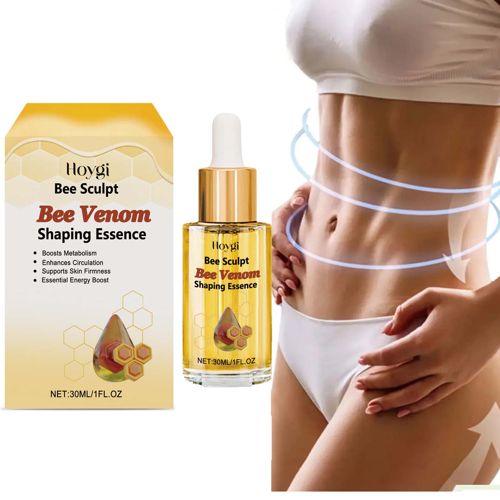 Ginger Tea - Bienengif-Formungsöl, straffendes Lifting-Körperhaut, Anti-Cellulite, Fettverbrennung, Gewichtsverlust,