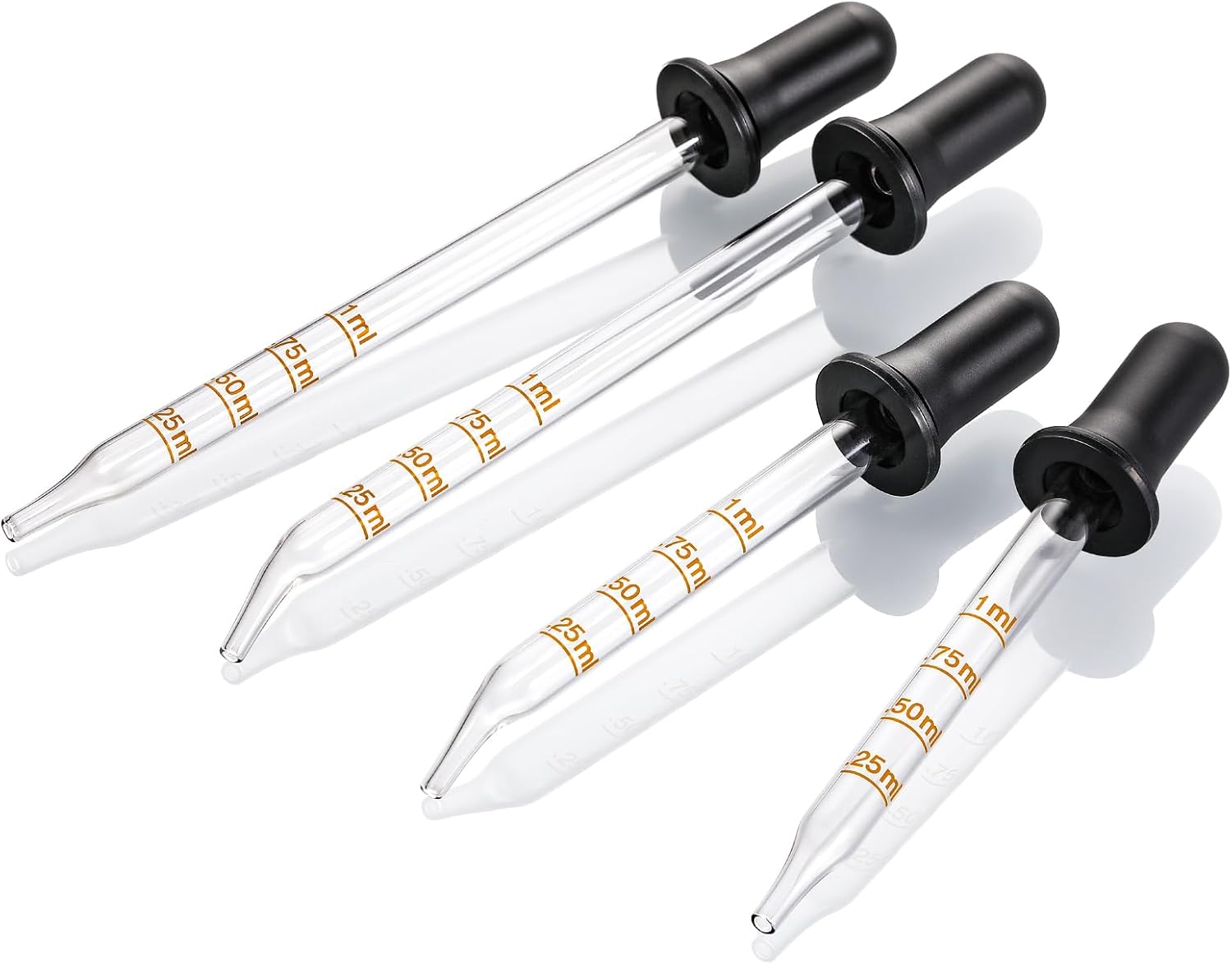 Essential Oils - 4 Stück 1-ml-Glaspipetten, mit Skala, in