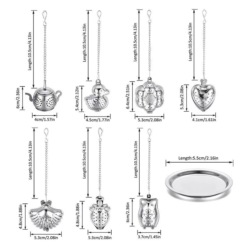 Herbal Tea - 1/2 Stück Kreativer Edelstahl-Tee-Infuser Teekannen-Tablett Gewürz-Teesieb