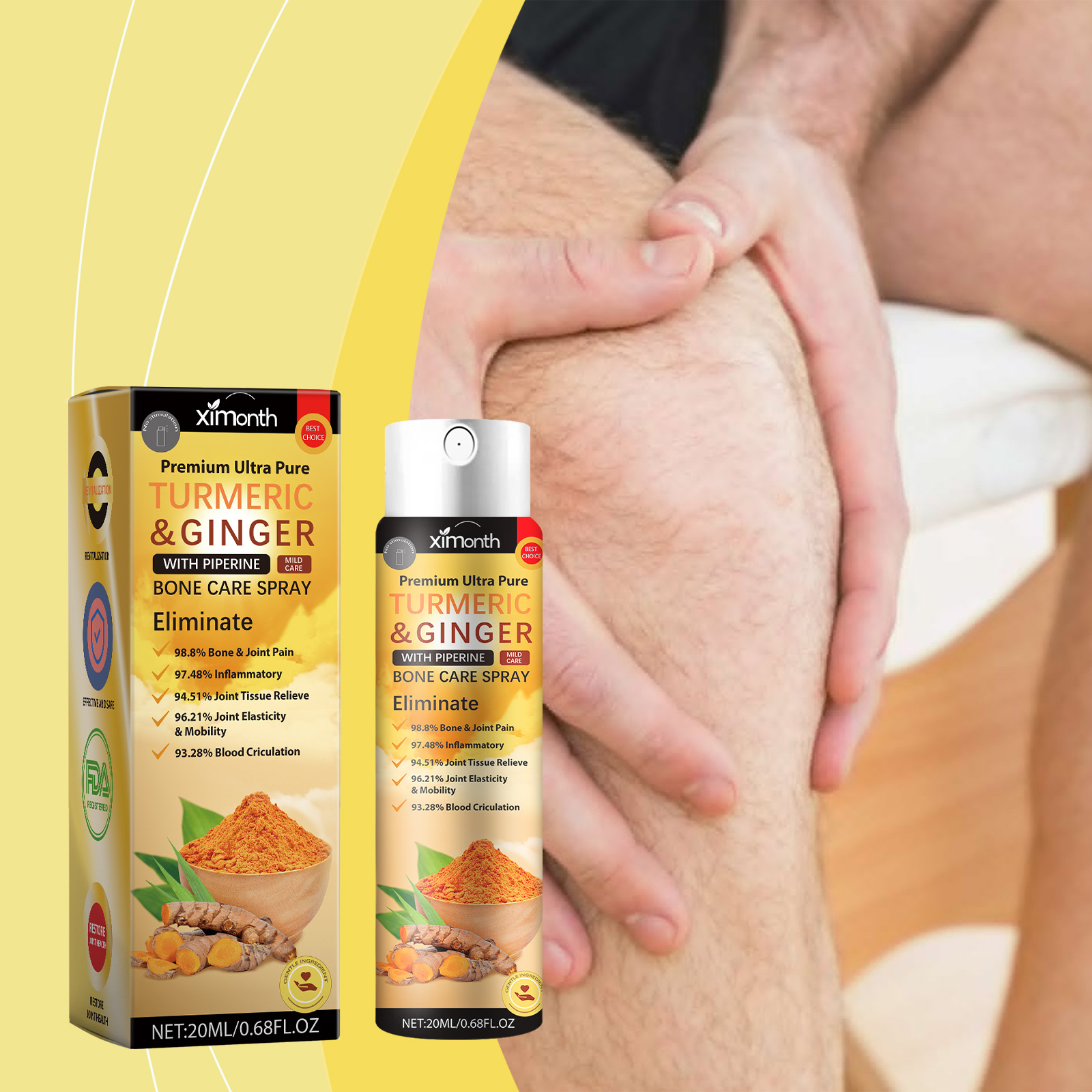Turmeric - Kurkuma-Gelenkberuhigungsspray, schnell einziehend, nicht fettig, feuchtigkeitsspendendes