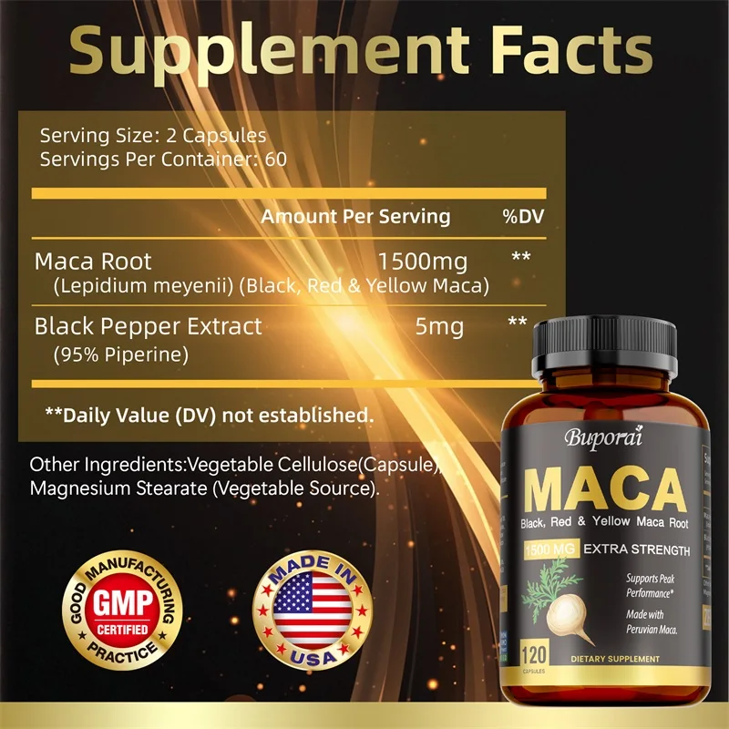 Maca-Kapseln – Steigerung der  – Herbal Supplement Bewertung und Preis