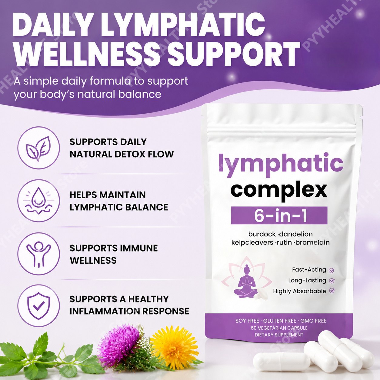 6-in-1 Lymphkomplex-Kapseln mi – Herbal Supplement Bewertung und Preis